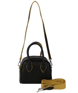 2 Toned Fashion Satchel Bag LHU506-Z BLACK